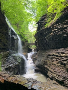 View of Rainbow Falls from the front of the Gorge Trail at Watkins Glen State Park, New York