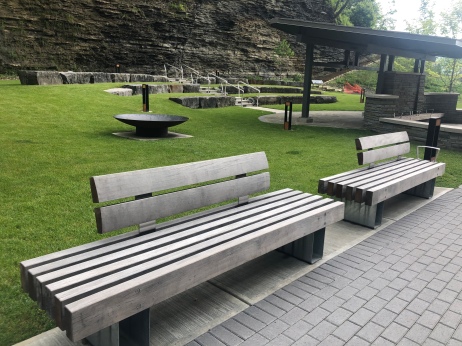 Man made park at entry to Watkins Glen State Park, New York