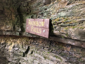 Sign for Rainbow Falls at Watkins Glen State Park, New York