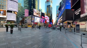 Times Square, NYC, Friday rush hour during Covid 19 quarantine