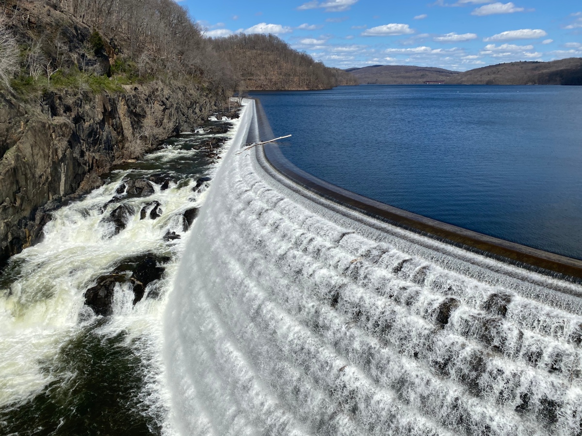 New Croton Dam cascade and spillway waterfall, Hudson valley, New York, Westchester